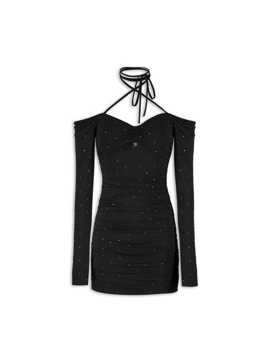 Abito Jett con strass e laccetto al collo nero