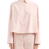 Camicia manica lunga over cotone rosa