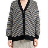 Cardigan a righe con bottoni nero/bianco