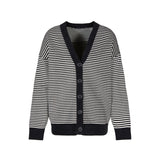 Cardigan a righe con bottoni nero/bianco