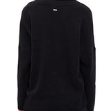 Maglia scollo a v manica lunga over logo nero