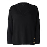 Maglia scollo a v manica lunga over logo nero