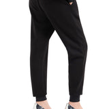 Pantalone logo strass nero