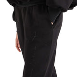 Pantalone logo strass nero