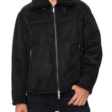 Montone zip collo pelliccia nero