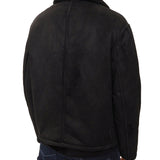 Montone zip collo pelliccia nero