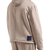 Montone zip collo pelliccia beige