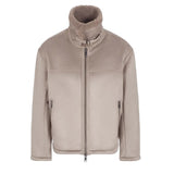 Montone zip collo pelliccia beige