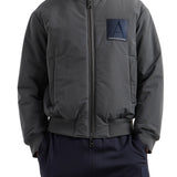 Bomber con zip patch logo grigio scuro