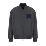 Bomber con zip patch logo grigio scuro