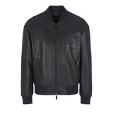 Bomber in ecopelle con zip nero