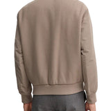 Bomber in panno con zip patch logo beige