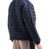 Piumino con zip banda laterale nylon blu