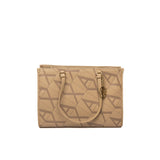 Borsa tote logo all over beige