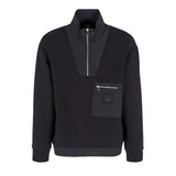 Felpa mezza zip logo nero