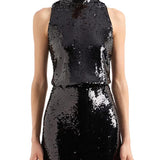 Top con paillettes nero