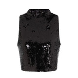 Top con paillettes nero