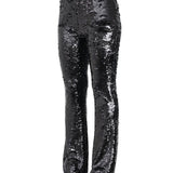 Pantalone zampa paillettes nero