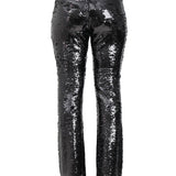 Pantalone zampa paillettes nero