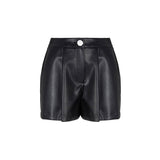 Short in ecopelle a vita alta nero