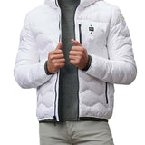 Piumino con zip e cappuccio Wave bianco