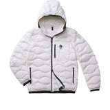 Piumino con zip e cappuccio Wave bianco