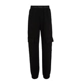 Pantalone cargo kids con elastico in vita logato nero