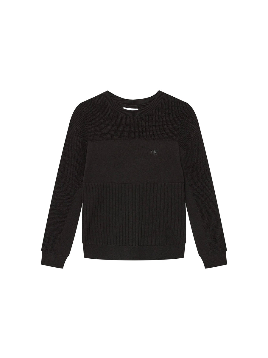 Girocollo kids 3 texture monogram nero