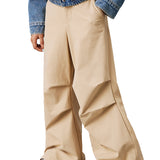 Pantaloni parachute a gamba larga beige