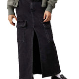 Maxi gonna in jeans black denim