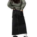 Maxi gonna in jeans black denim