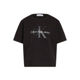 T-shirt kids logo glitter monogram nero