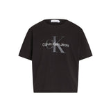 T-shirt teen logo glitter monogram nero