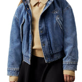 Bomber bambina di jeans in denim medio