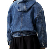 Bomber bambina di jeans in denim medio