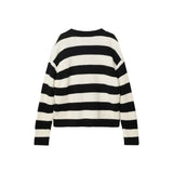 Girocollo kids a righe taglio relaxed nero/bianco