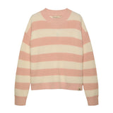 Girocollo kids a righe taglio relaxed bianco/rosa