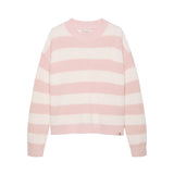 Girocollo kids a righe taglio relaxed bianco/rosa