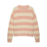 Girocollo teen a righe taglio relaxed bianco/rosa