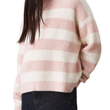 Girocollo teen a righe taglio relaxed bianco/rosa