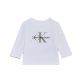 T-shirt maniche lunghe monogram bianco