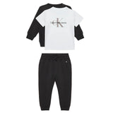 Set composto da t-shirt, felpa e pantaloni monogram nero