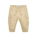 Pantalone jogging cargo in satin beige