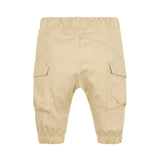 Pantalone jogging cargo in satin beige