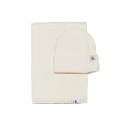 Set cappello e sciarpa in maglia a coste panna