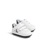 Sneakers neonato con chiusura a velcro con logo bianco