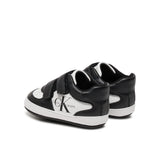 Sneakers neonato con chiusura a velcro con logo nero/bianco