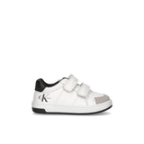 Sneakers junior con chiusura a velcro con logo posteriore bianco/nero