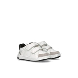 Sneakers junior con chiusura a velcro con logo posteriore bianco/nero