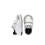 Sneakers junior con chiusura a velcro con logo posteriore bianco/nero